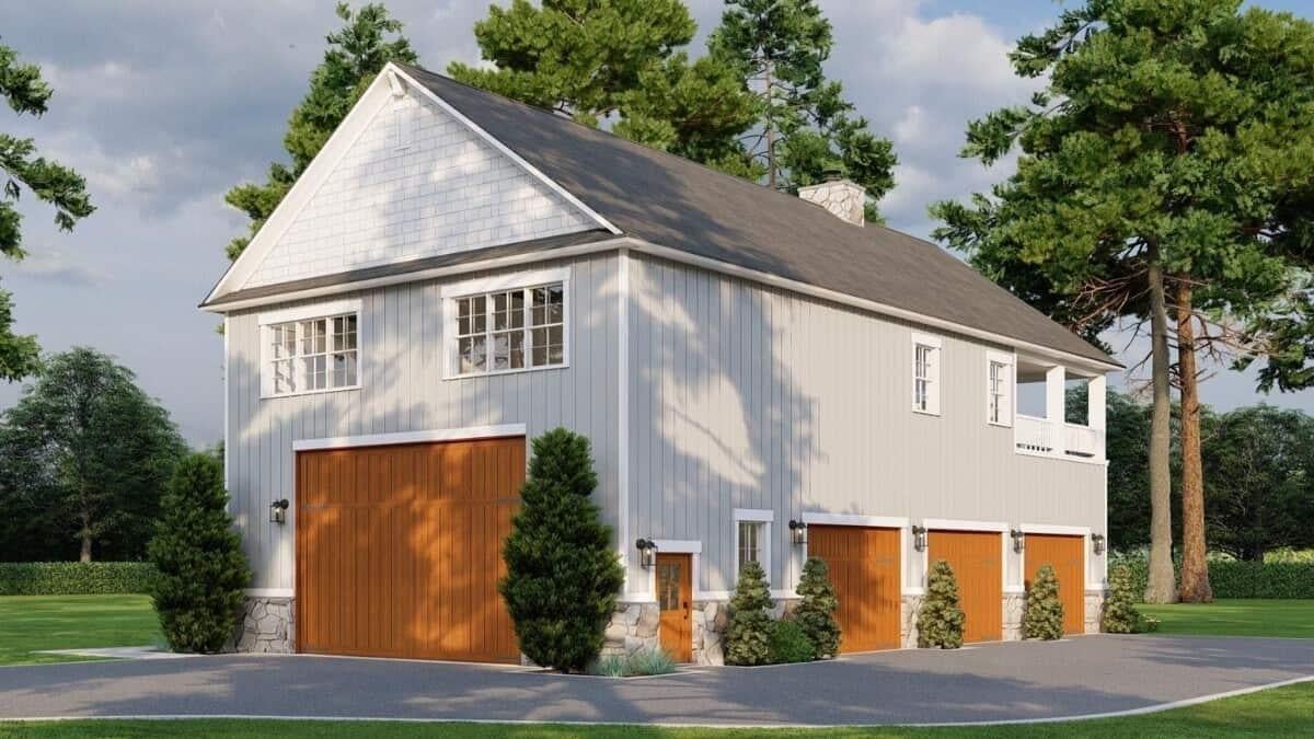 Check Out This Stylish Garage Loft with Wooden Doors