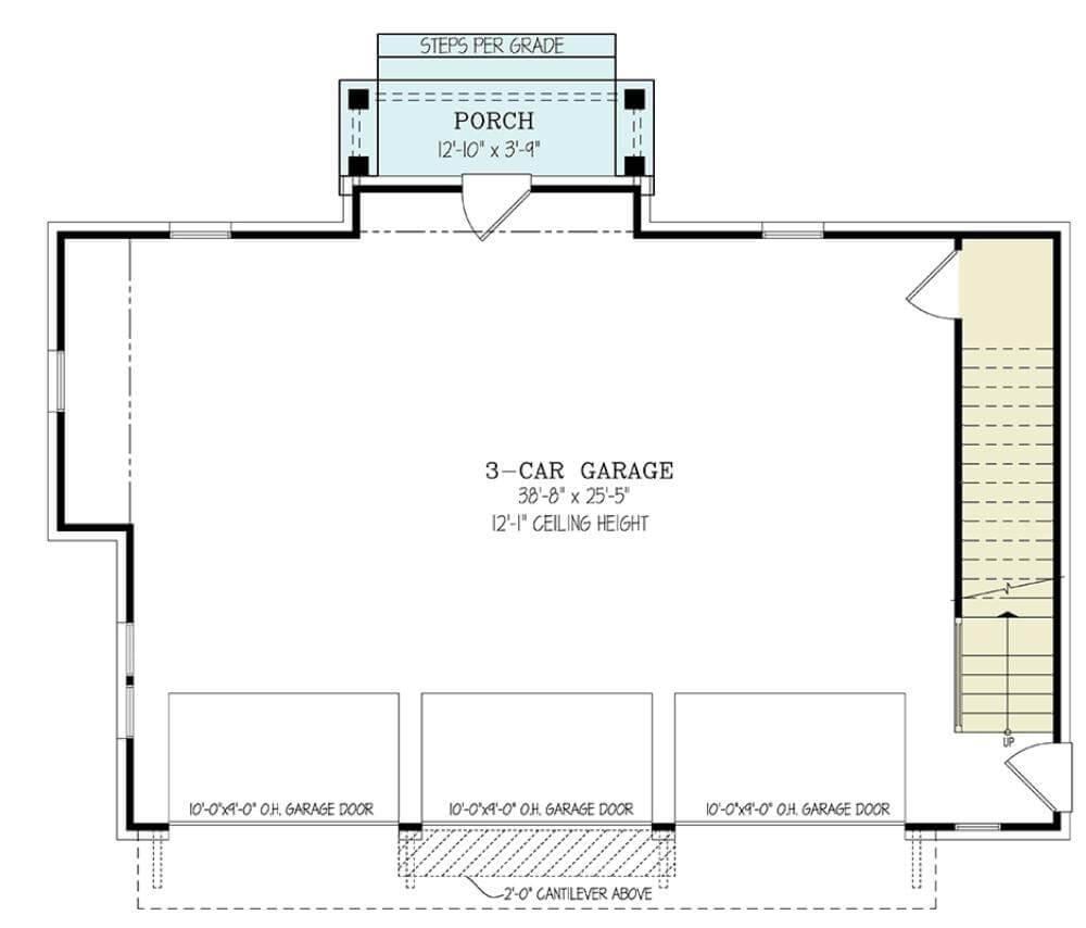Spacious 3-Car Garage with Convenient Porch Entry