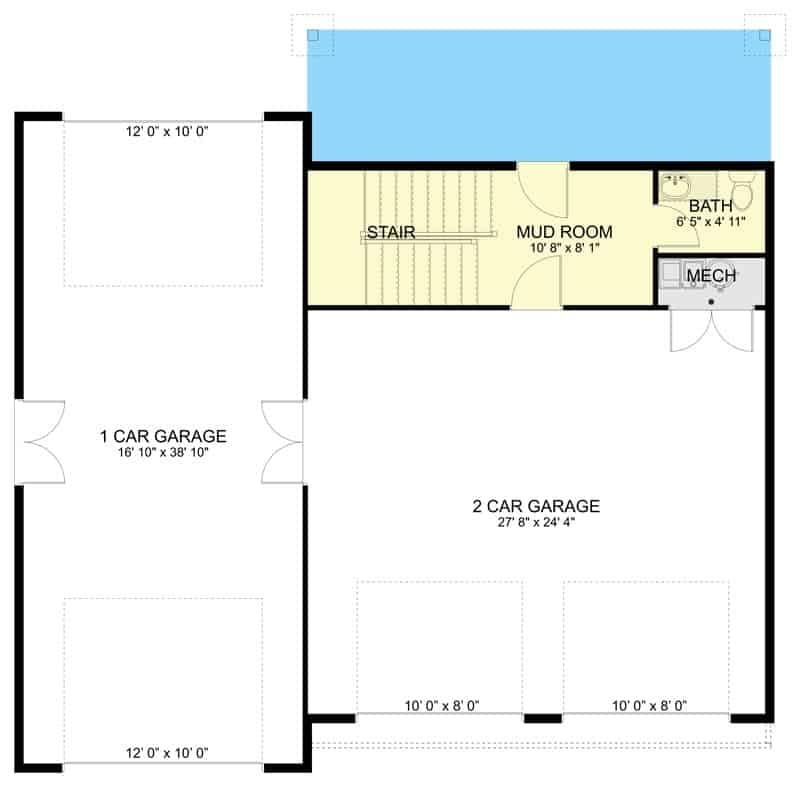 Explore the Dual Garage Layout and Efficient Mud Room Design