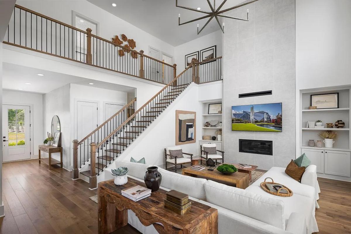 Farmhouse-Style 5-Bedroom Home with Two-Story Great Room and Covered Front Porch