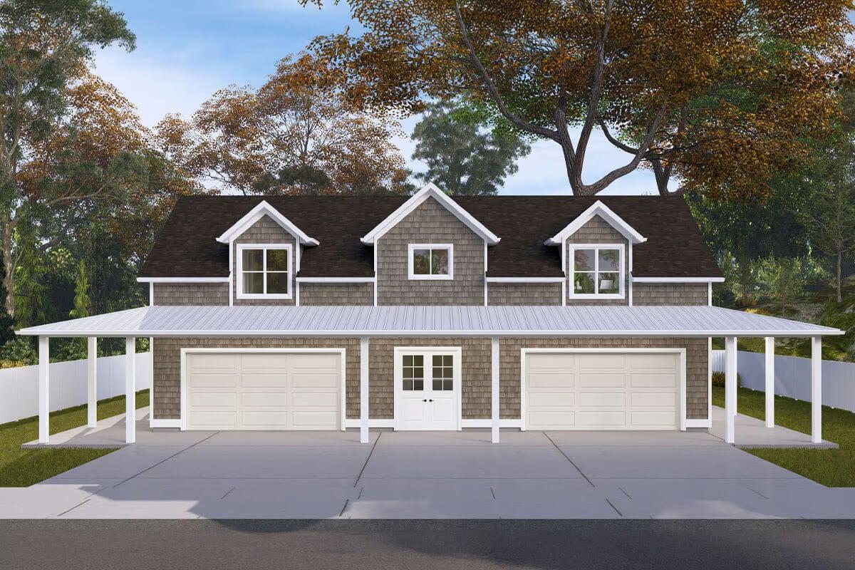 Classic Carriage House Design with Dual Garages