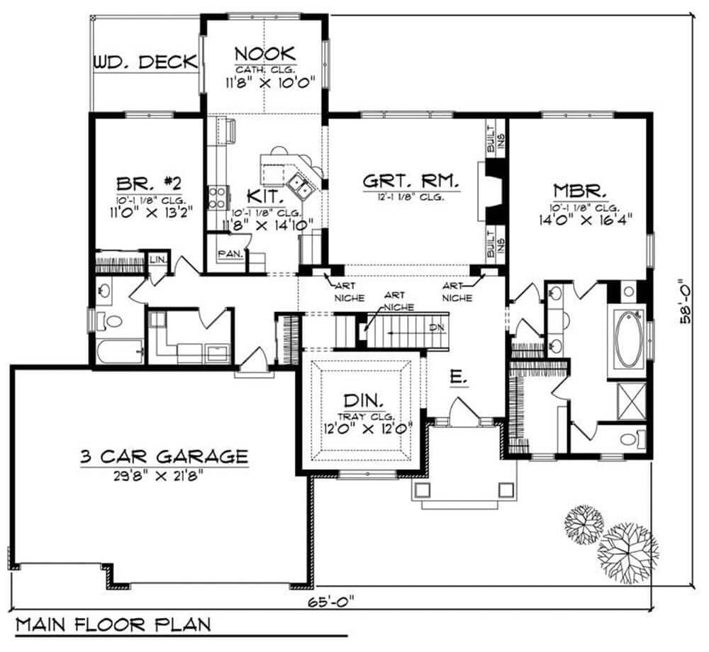 Explore the Smart Layout of This Main Floor Plan with a Three-Car Garage