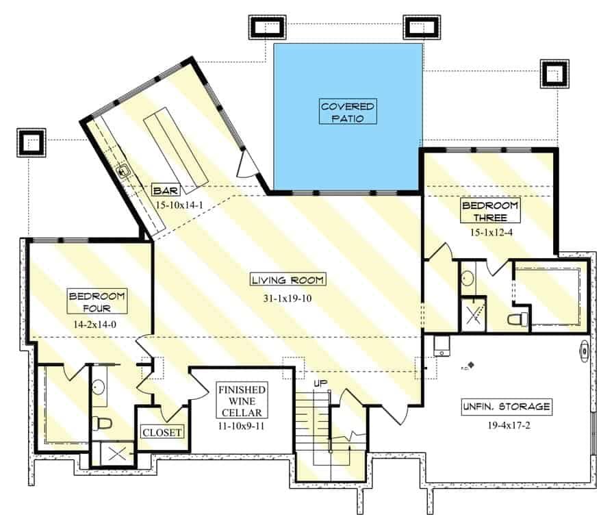 Explore the Versatile Layout with a Cozy Wine Cellar