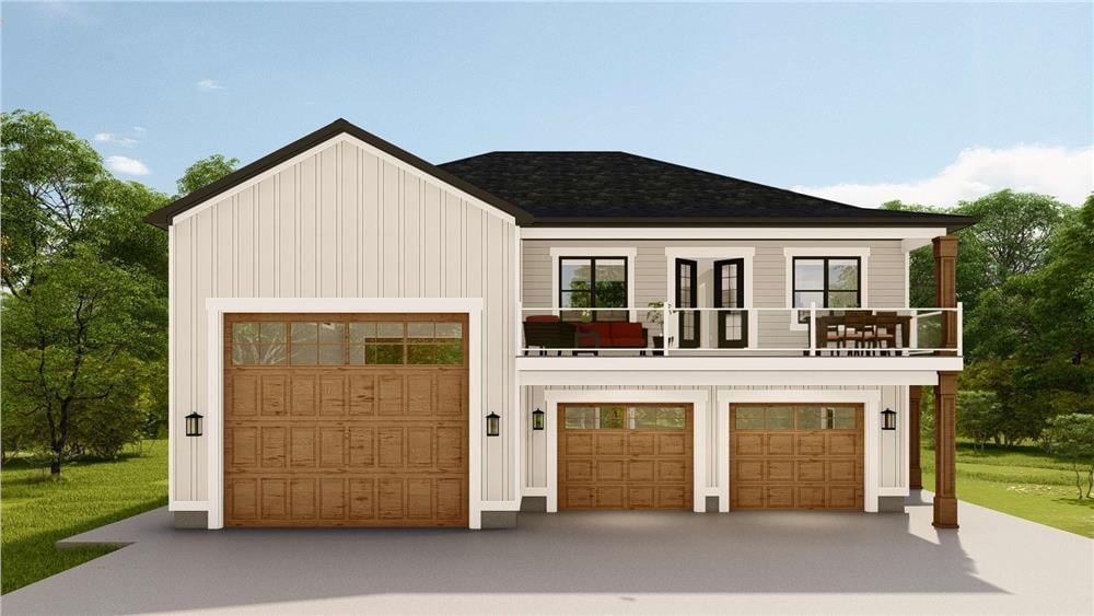 Check Out This Stylish Two-Story Garage with a Spacious Balcony