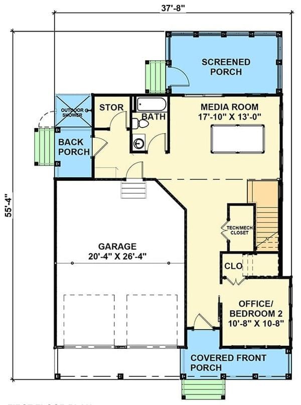 Explore This Ground Floor Plan with a Spacious Media Room