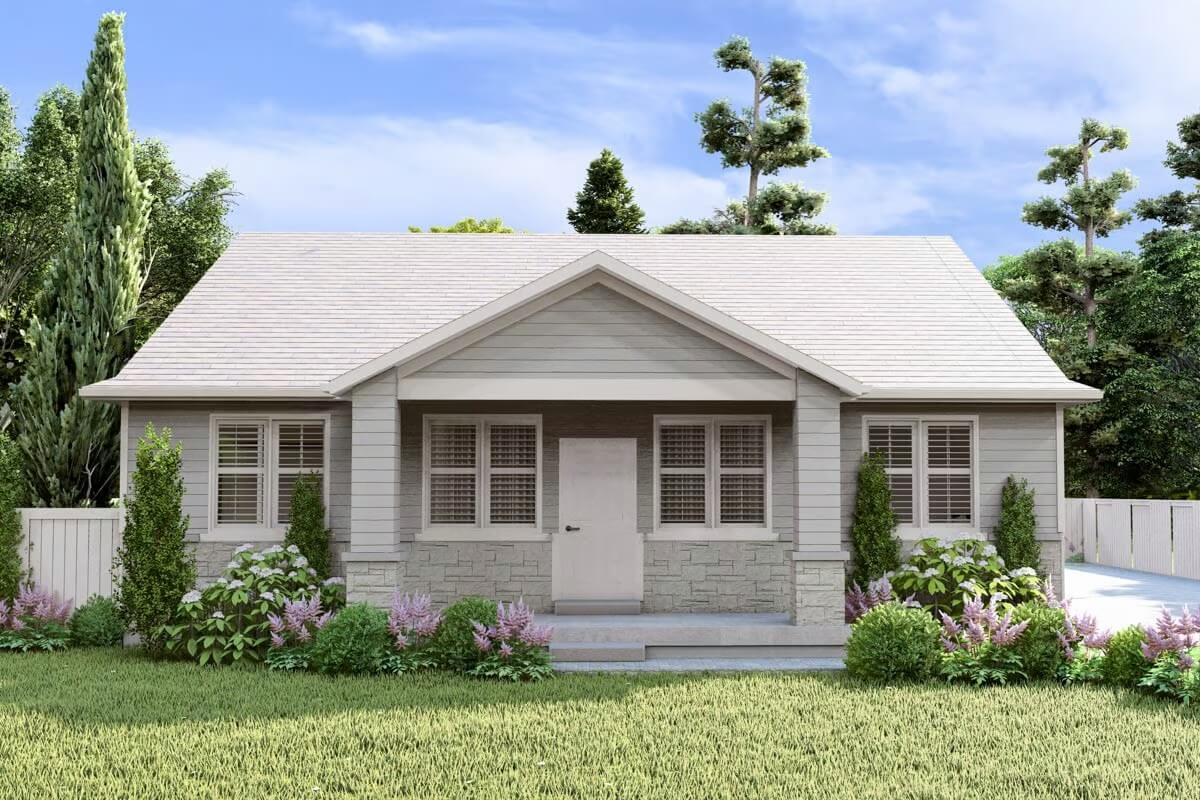 3-Bedroom Traditional-Style Home with Covered Front Porch and Optional Basement (Floor Plan)