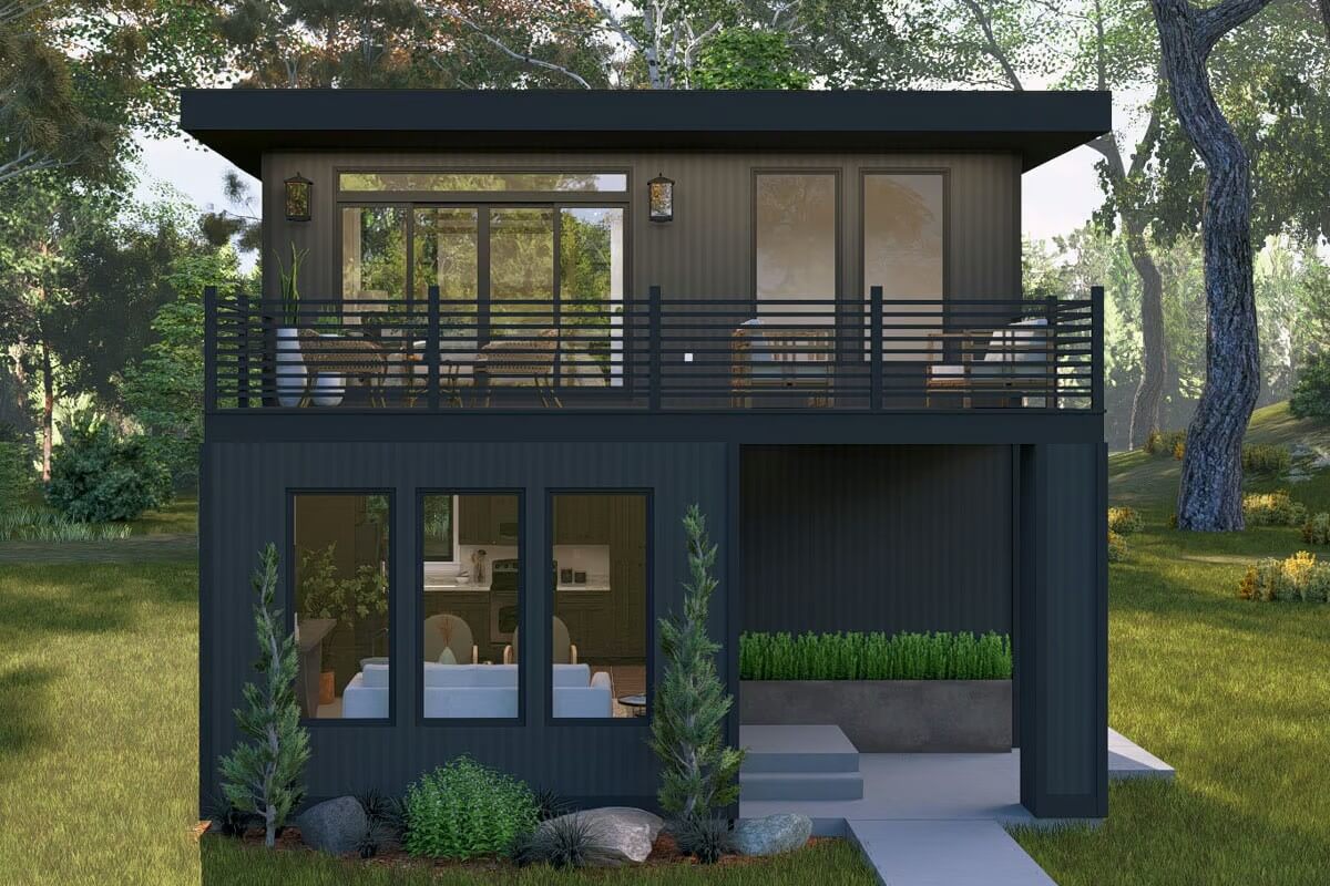 1-Bedroom Modern ADU with Open Living Space and Covered Porch (Floor Plan)