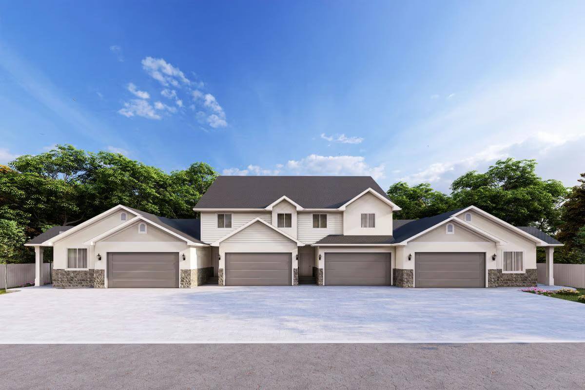 Fourplex Home with Optional Basement and 2-Car Garage (Floor Plan)