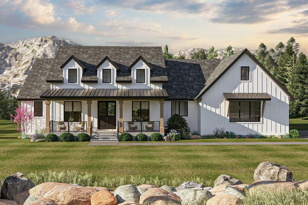 3-Bedroom Modern Farmhouse for a Corner Lot with Jack & Jill Bathroom (Floor Plan)
