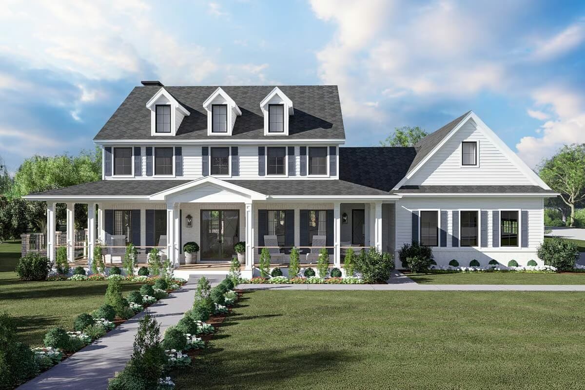 4-Bedroom Colonial Home with Loft and Wraparound Porch (Floor Plan)