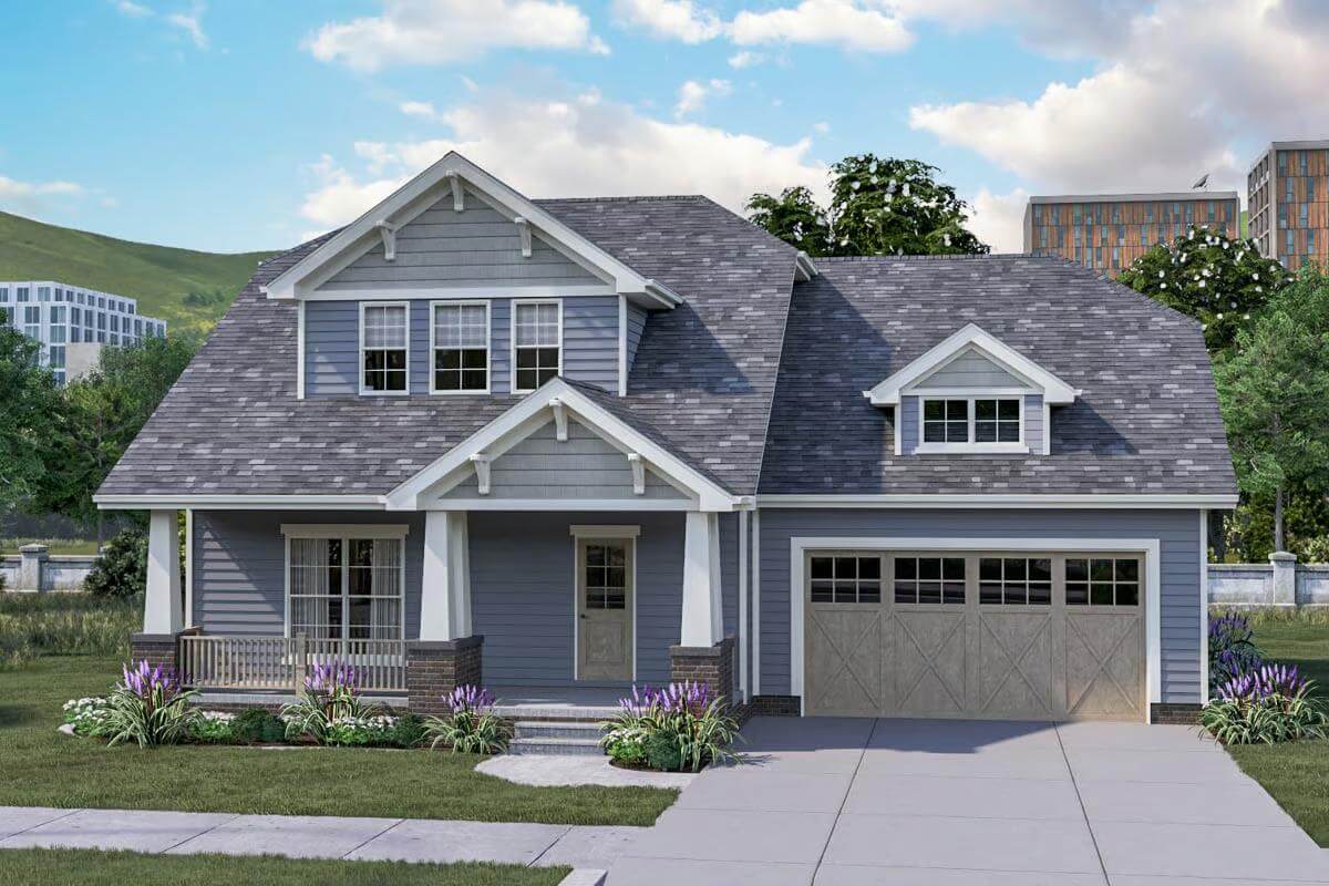 3-Bedroom Cottage with Front Porch and Double Garage (Floor Plan)