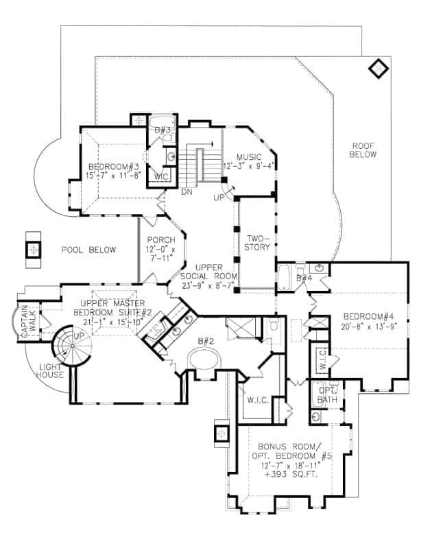 Explore the Versatile Upper Floor Plan with a Unique Music Room