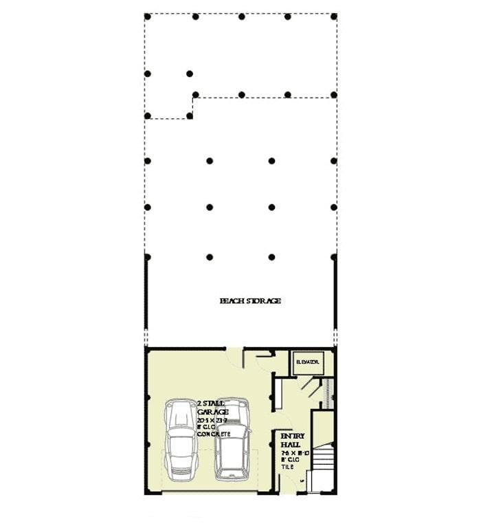 Functional Two-Stall Garage with Ample Beach Storage