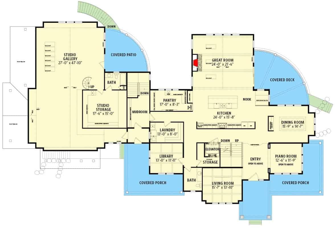 Explore the Versatile Main Floor with Studio Gallery and Great Room