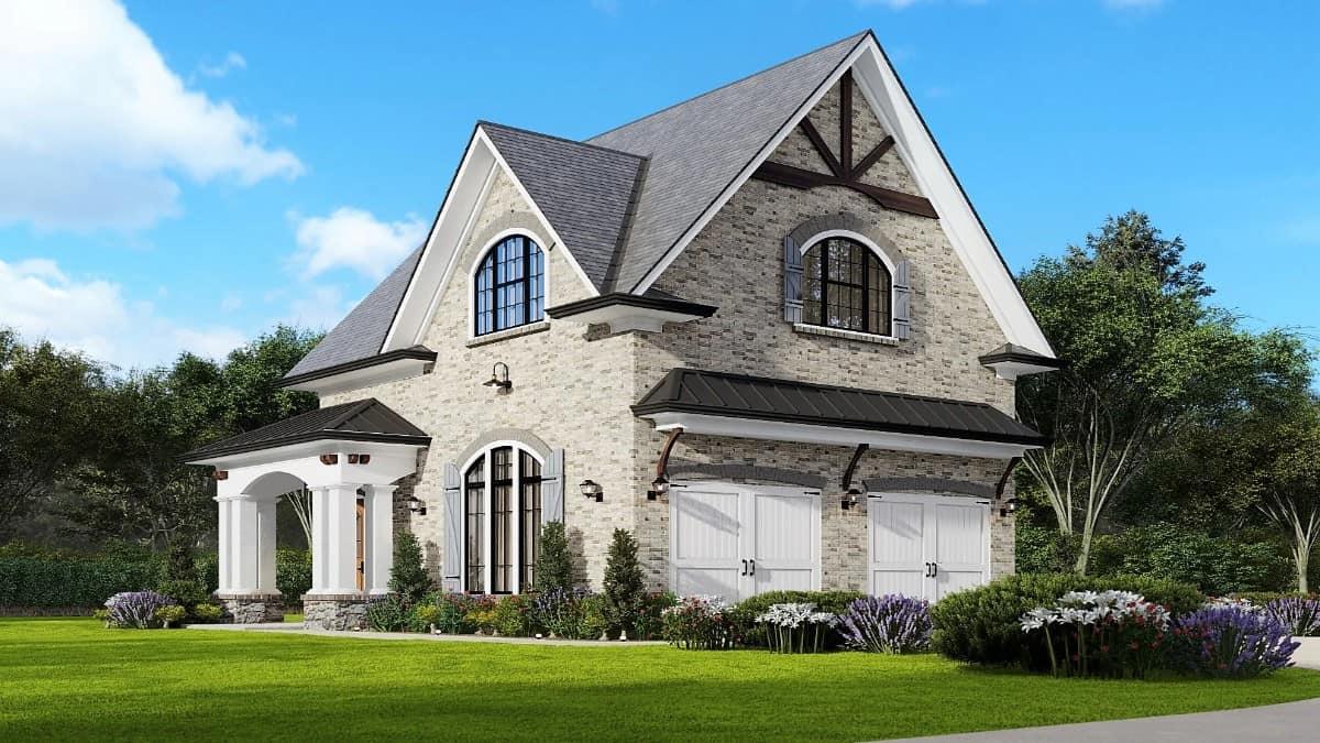 Charming Cottage with Arched Windows and a Welcoming Porch