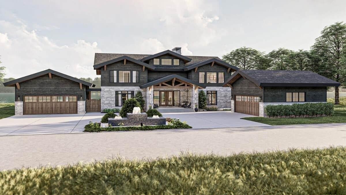 Explore the Timber Accents on This Modern Rustic Facade