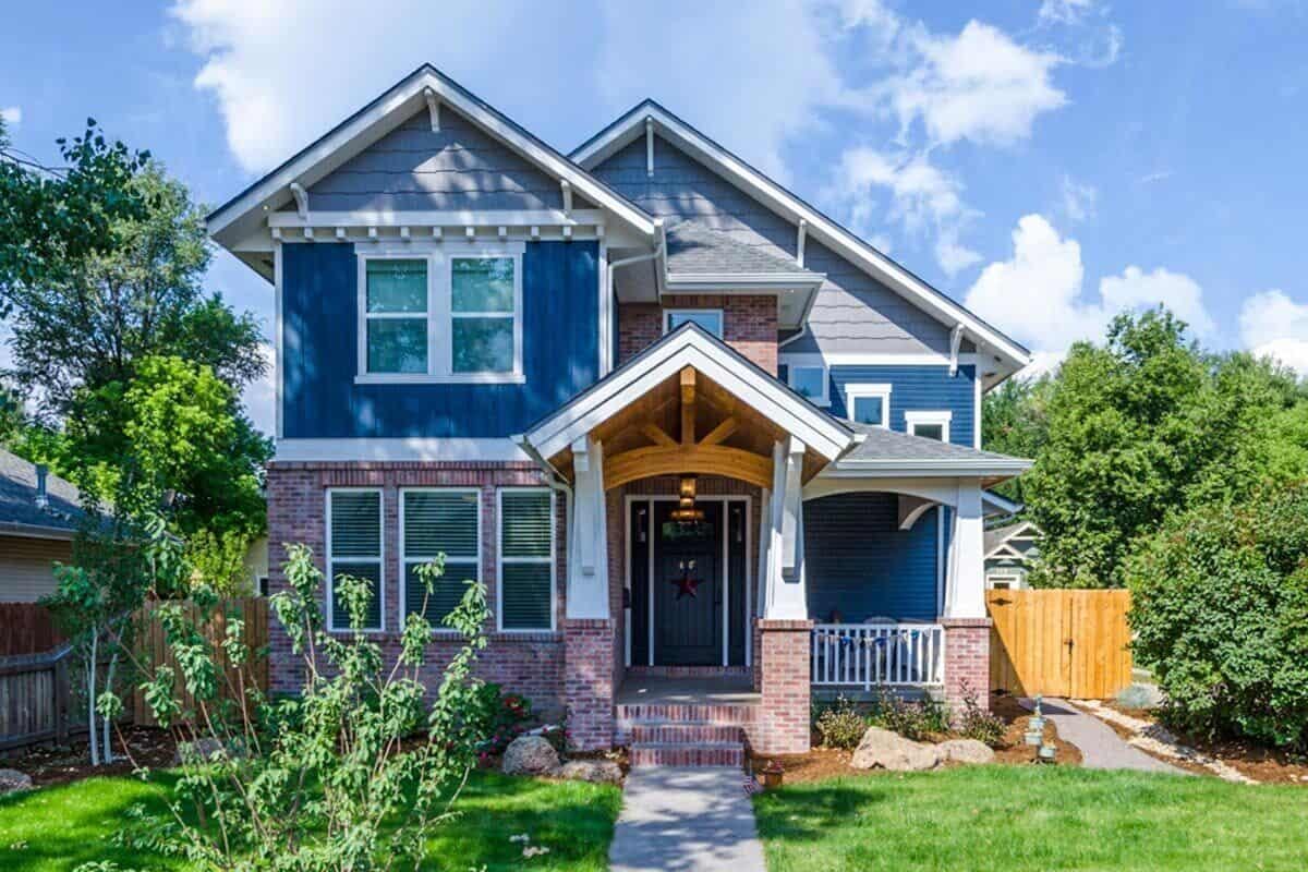 Charming Craftsman Home with Vibrant Blue Facade