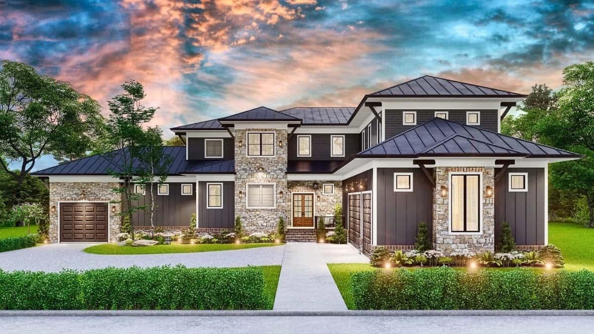 Wow, Check Out the Stone Facade on This Modern Home