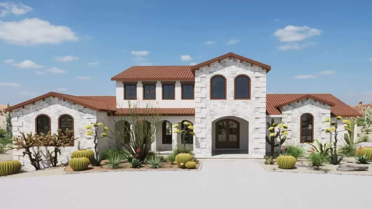 Take In the Charm of This Mediterranean-Style Home with Red Tile Roof