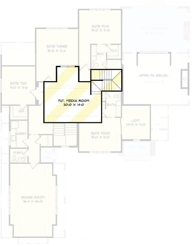 Explore the Upper Floor Plan Featuring a Future Media Room