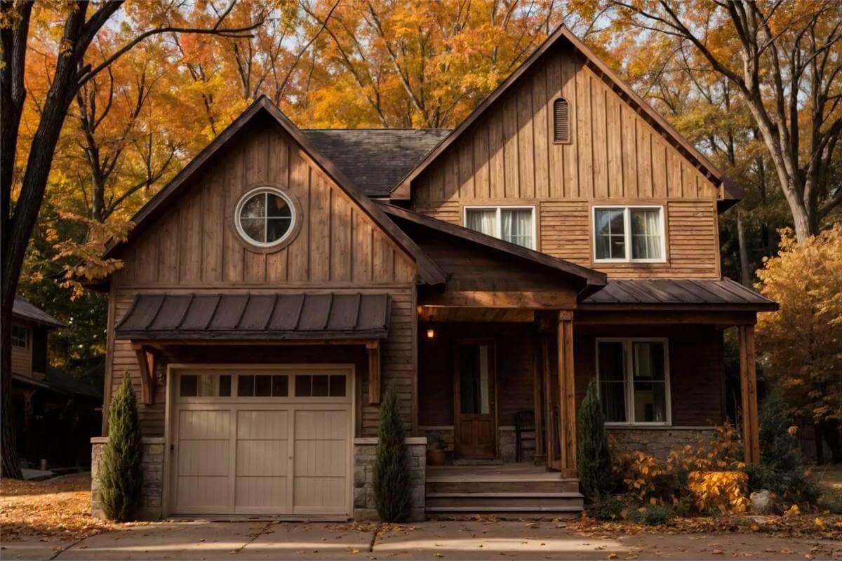 Charming Wooden Facade with Circular Window Detail
