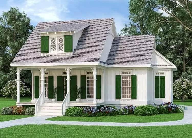 Charming Cottage with Eye-Catching Green Shutters