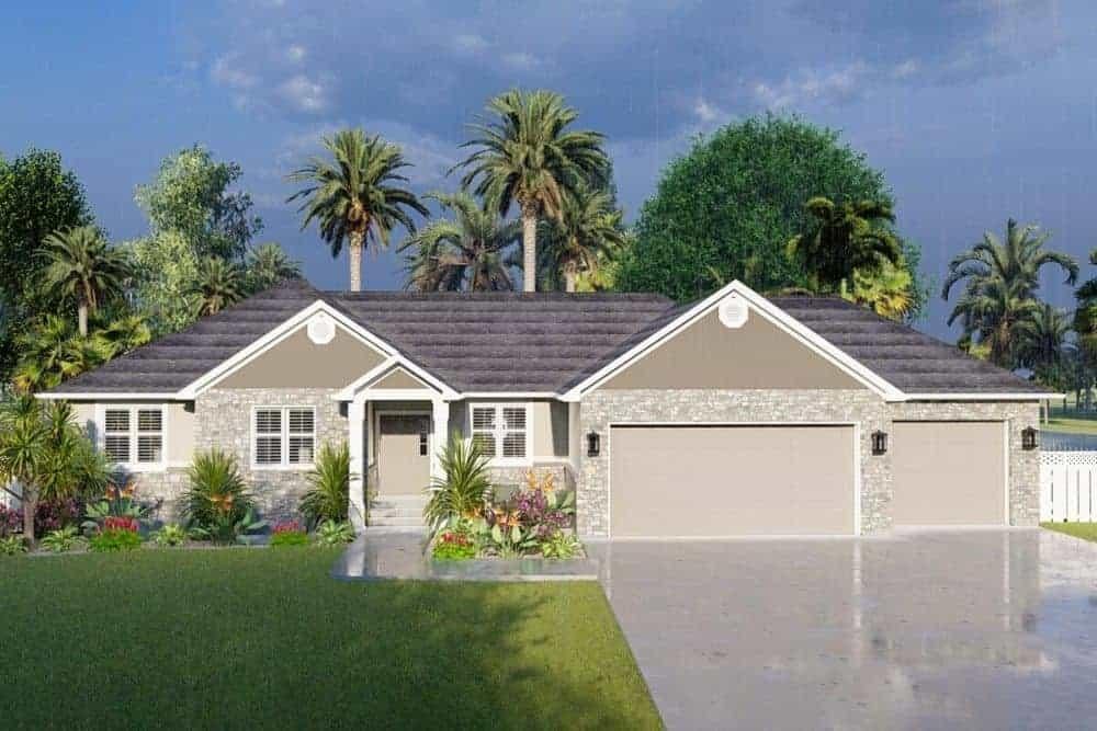 Charming Bungalow with a Stone Facade and Spacious Driveway