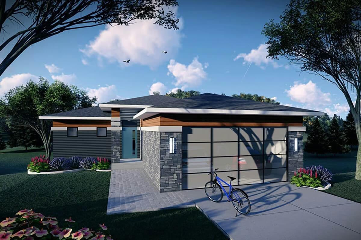 Prairie-Style 3-Bedroom Ranch with Double Garage and Finished Basement (Floor Plan)