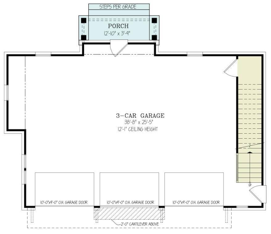 Spacious 3-Car Garage with Convenient Porch Access