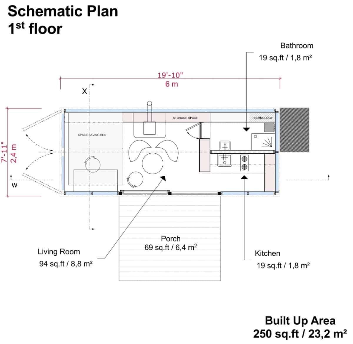 Compact Living: Explore This Clever 1-Bedroom, 1-Bath Floor Plan