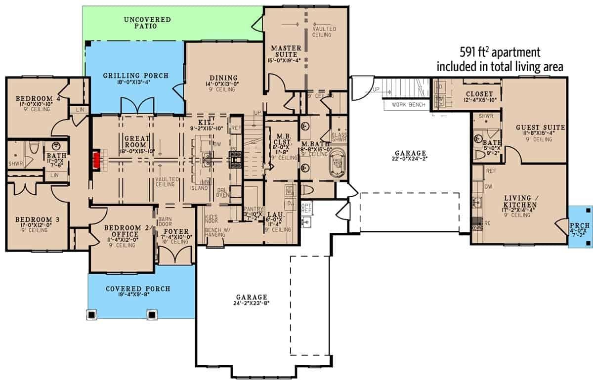 Explore This Spacious Floor Plan with a Dedicated Grilling Porch
