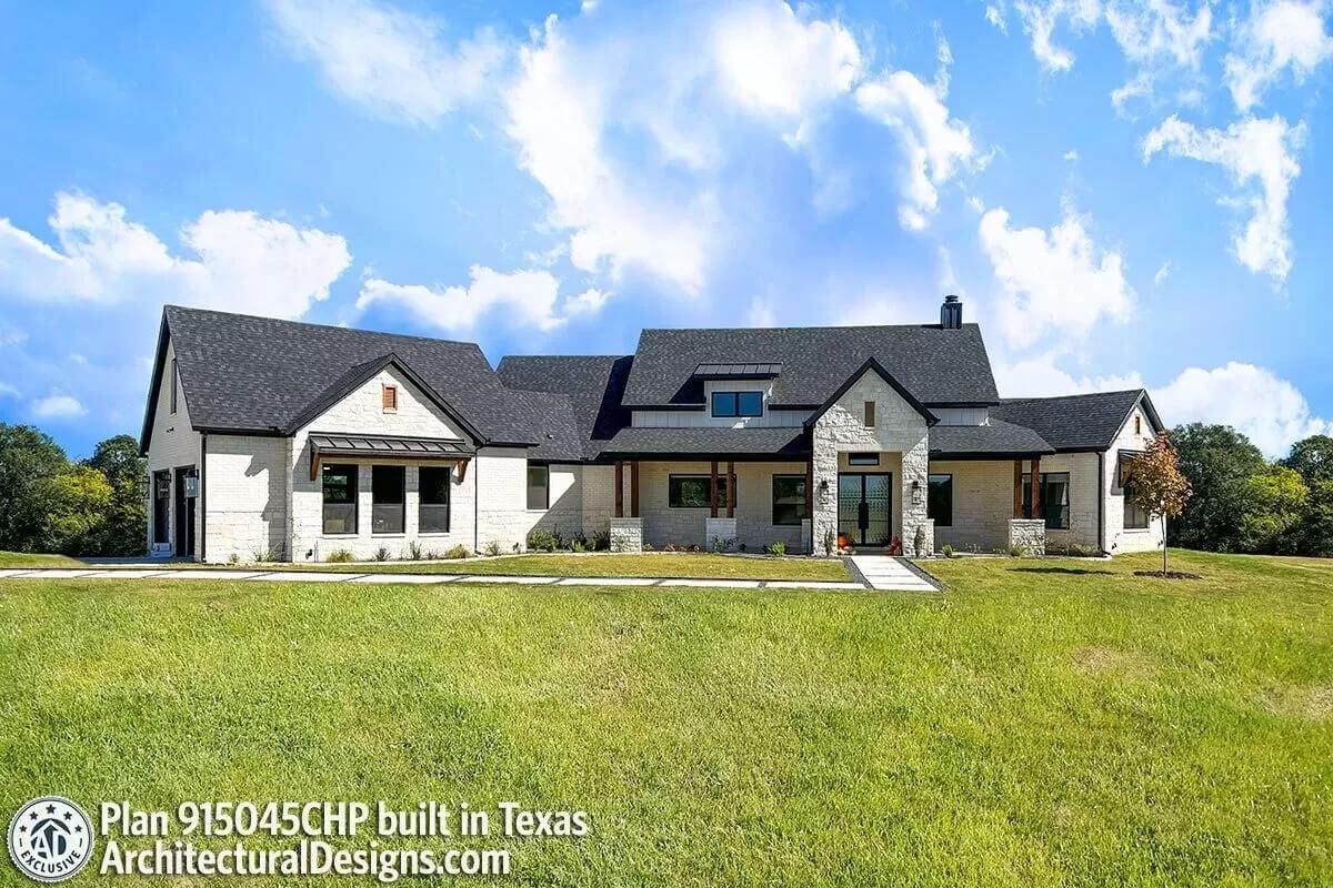 Expansive Texas Ranch Home with Striking Stone Facade