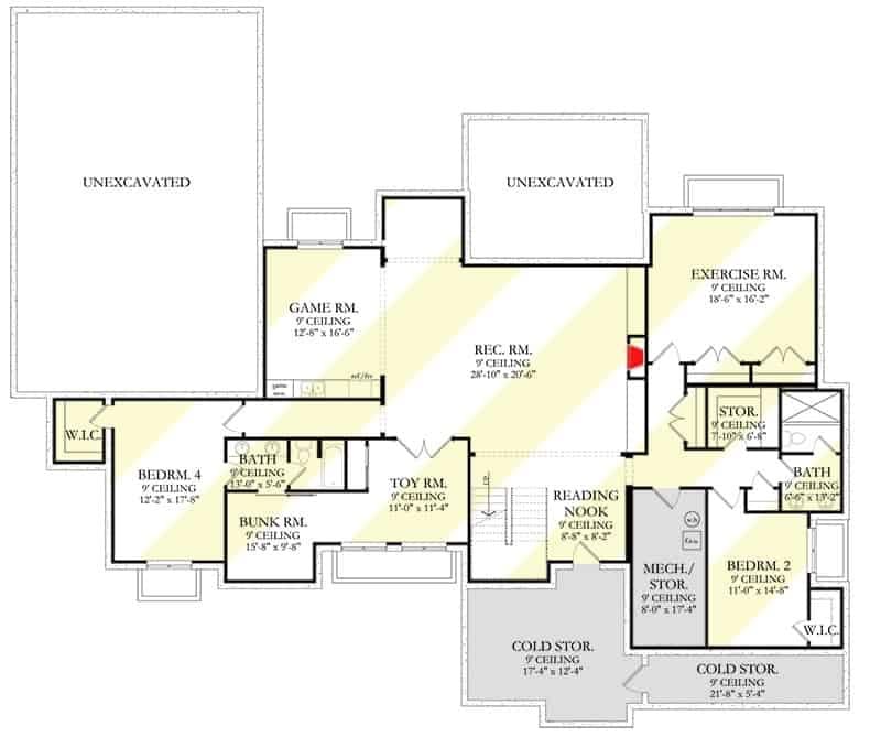 Explore This Spacious Basement Layout with Game Room and Exercise Room