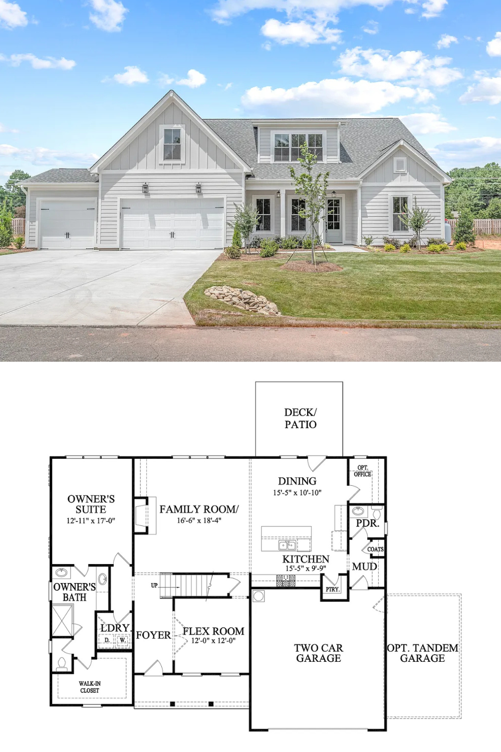 Traditional 3-Bedroom Home with Front Porch and 3-Car Garage (2,584 Sq. Ft. Floor Plan)