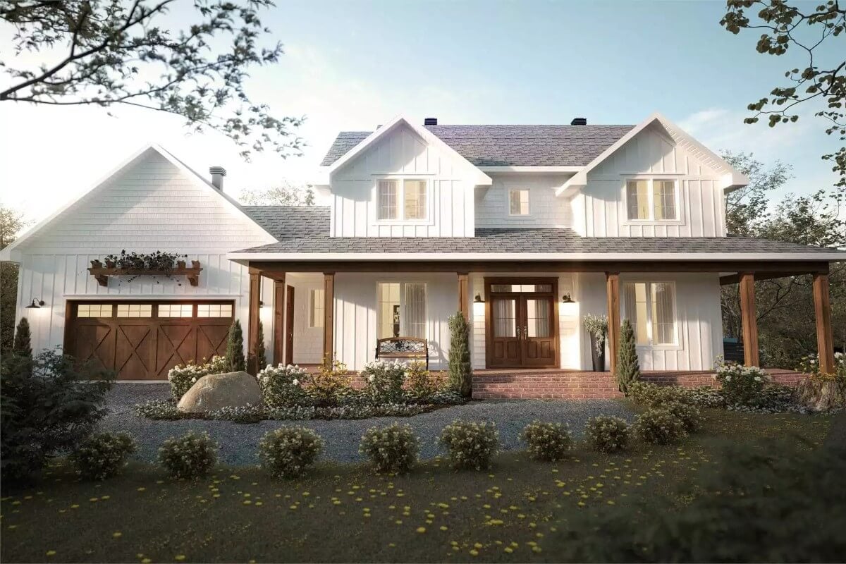 Carolina 6-Bedroom Farmhouse with Wraparound Porch and Walkout Basement (Floor Plan)