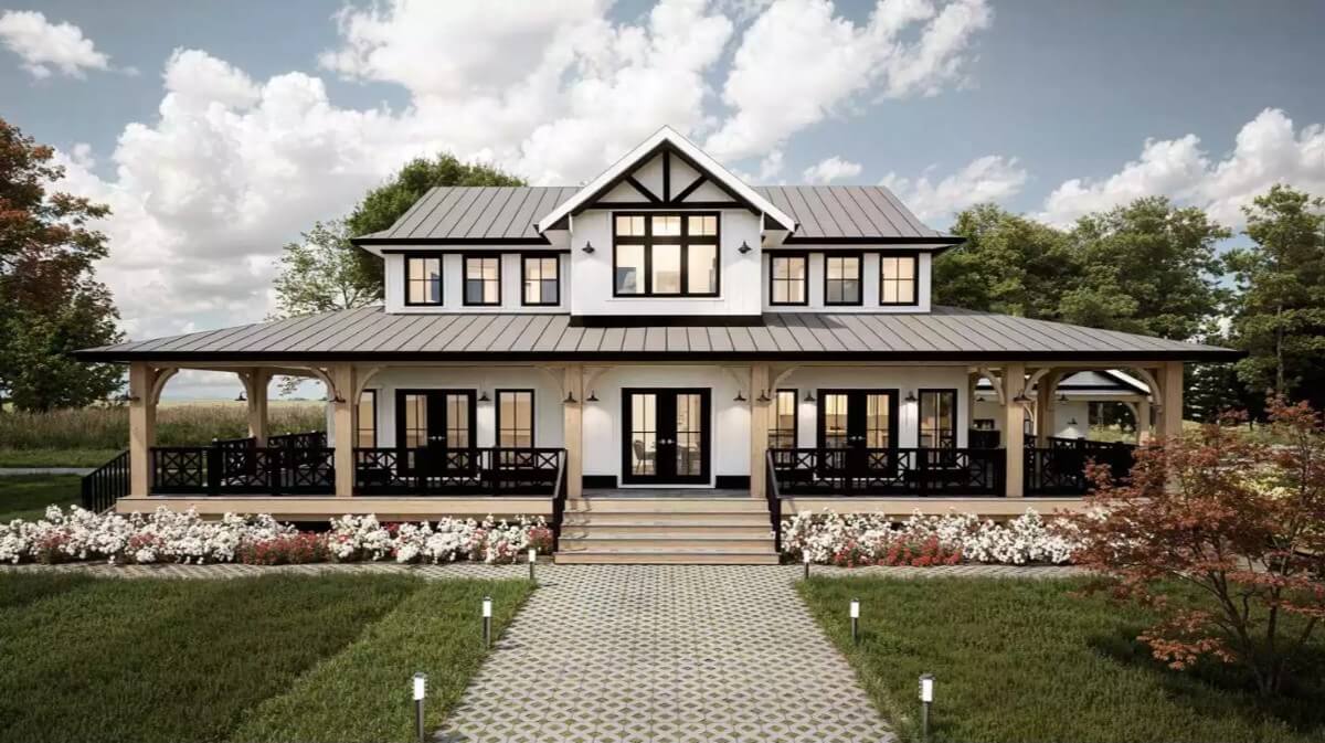 Farmhouse-Style 4-Bedroom Willow Ridge Home with Wraparound Porch and Open-Concept Living (Floor Plan)