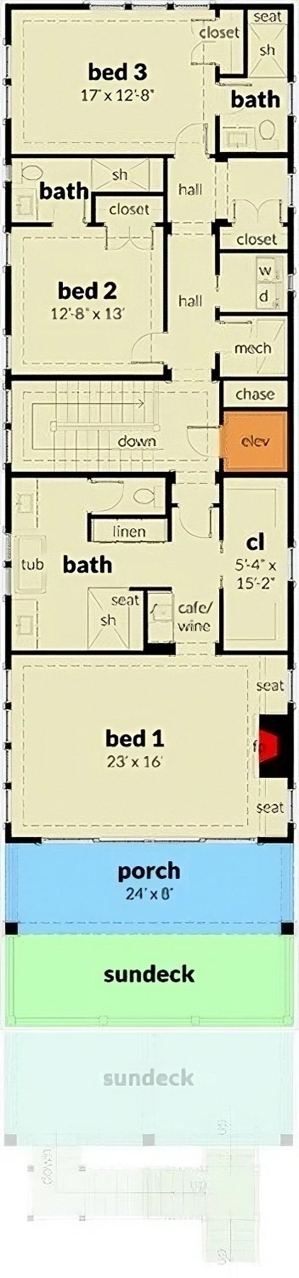 Exploring a Spacious Three-Bedroom Floor Plan with Elevator Access