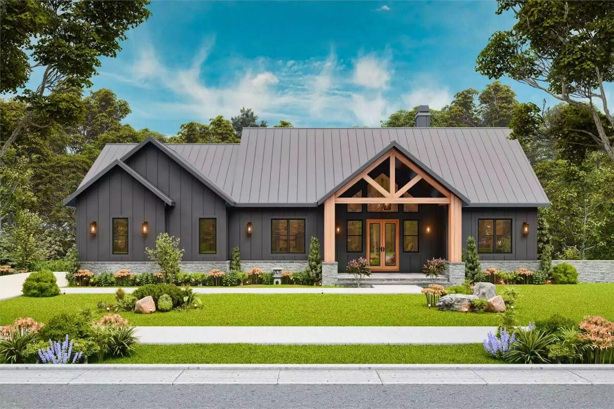 Modern Farmhouse with Striking Timber Accents