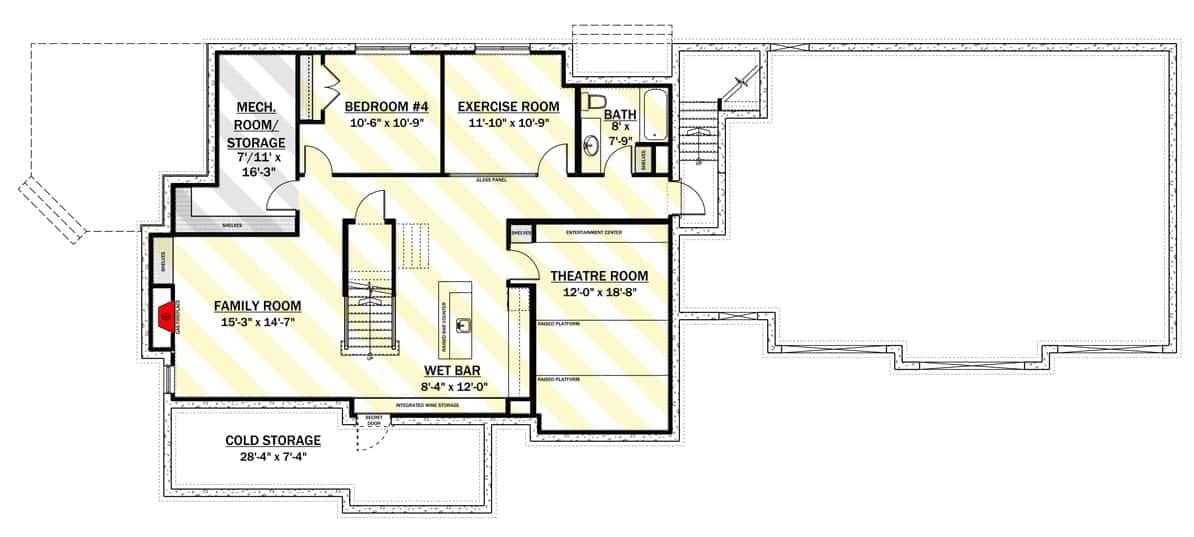 Explore the Entertainment-Ready Basement Layout