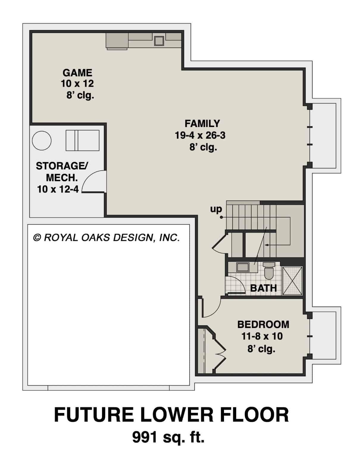 Explore This Versatile 991 Sq. Ft. Lower Floor Plan with Game Room
