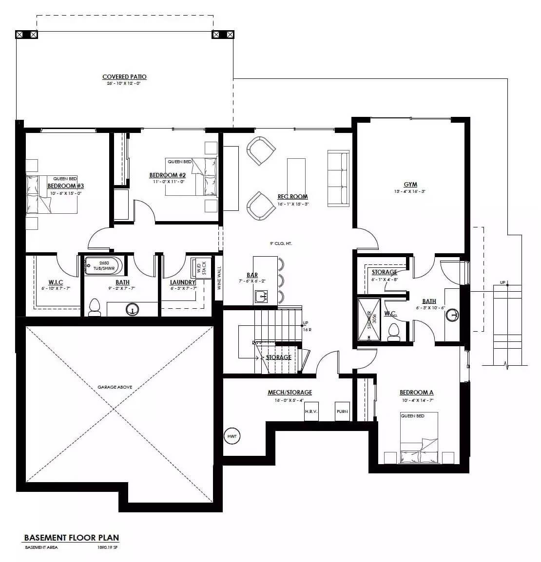 Explore This Spacious Basement Floor Plan with a Gym and Rec Room