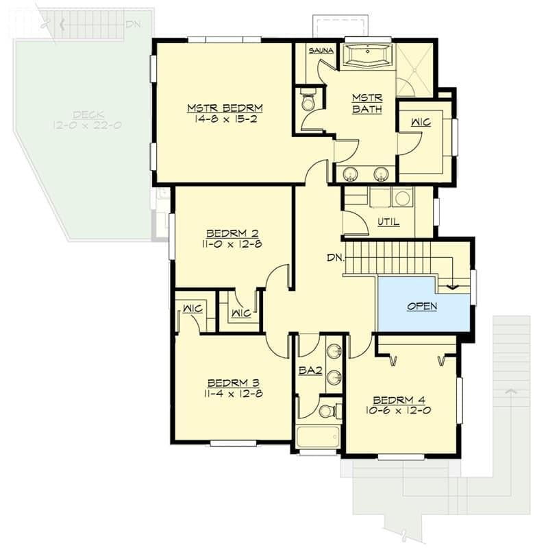 Discover the Thoughtfully Designed Four-Bedroom Layout with a Sauna