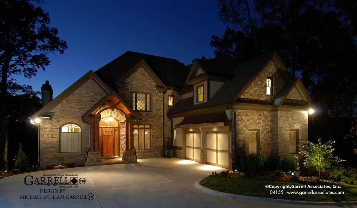 Elegant Stone Facade with Warm Lighting Highlights