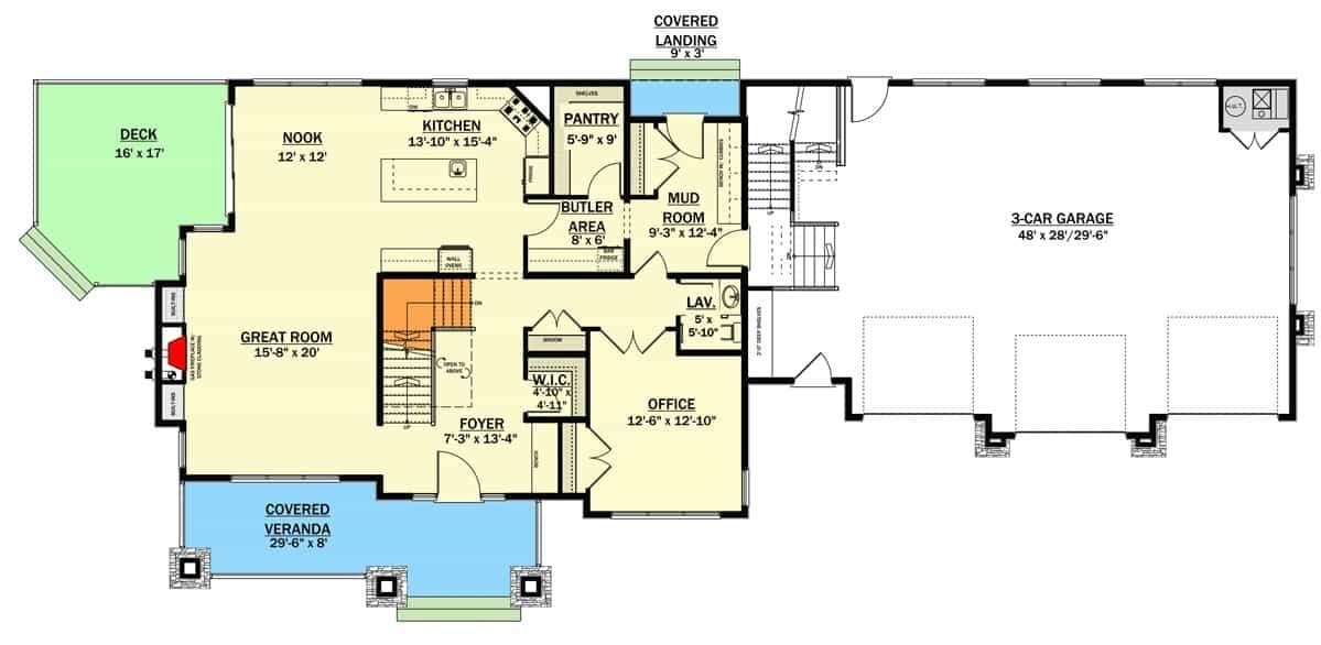 Explore This Floor Plan Highlighting a Spacious 3-Car Garage
