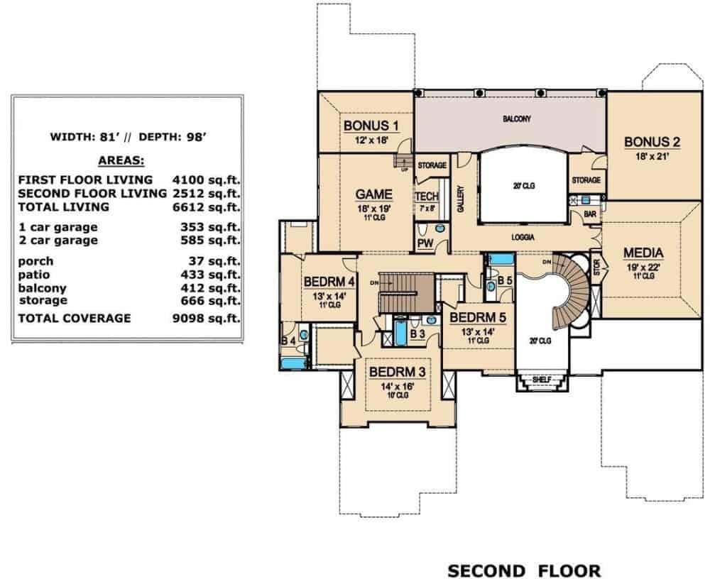 Explore the Versatile Second Floor with Media Room and Bonus Spaces
