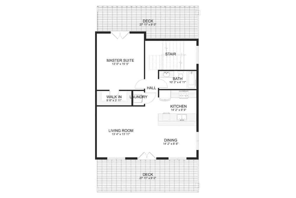 Explore the Open Flow from Kitchen to Dining Area in This Floor Plan