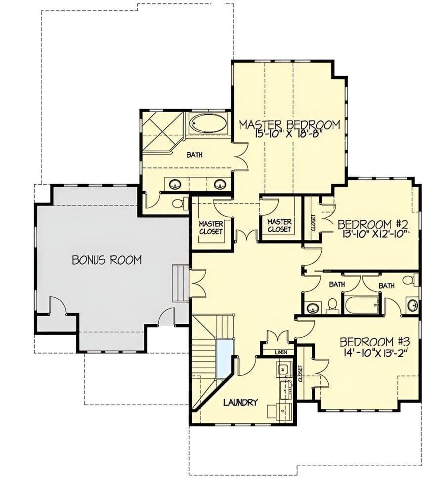 Explore the Spacious Bonus Room in This Upper Floor Layout