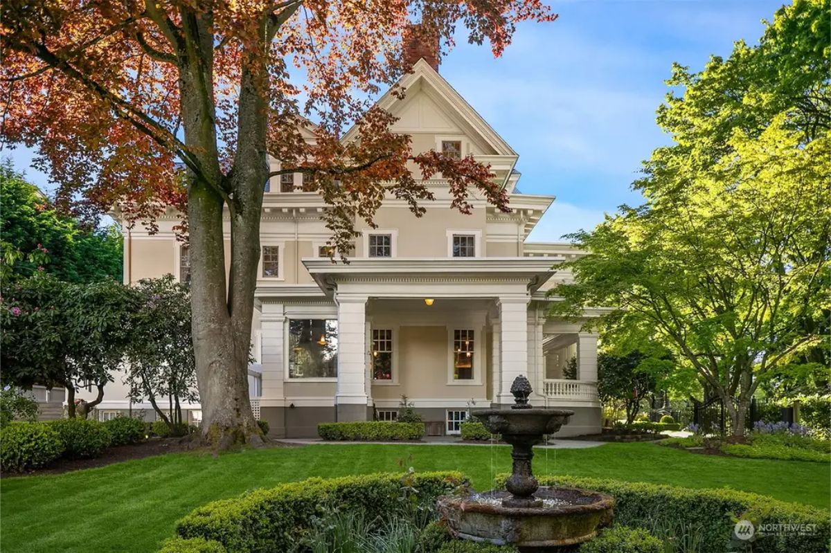 Built in 1909, this iconic Capitol Hill mansion is a masterpiece of architectural elegance and historical significance, offering 9,330 square feet of living space on over half an acre of gated gardens.