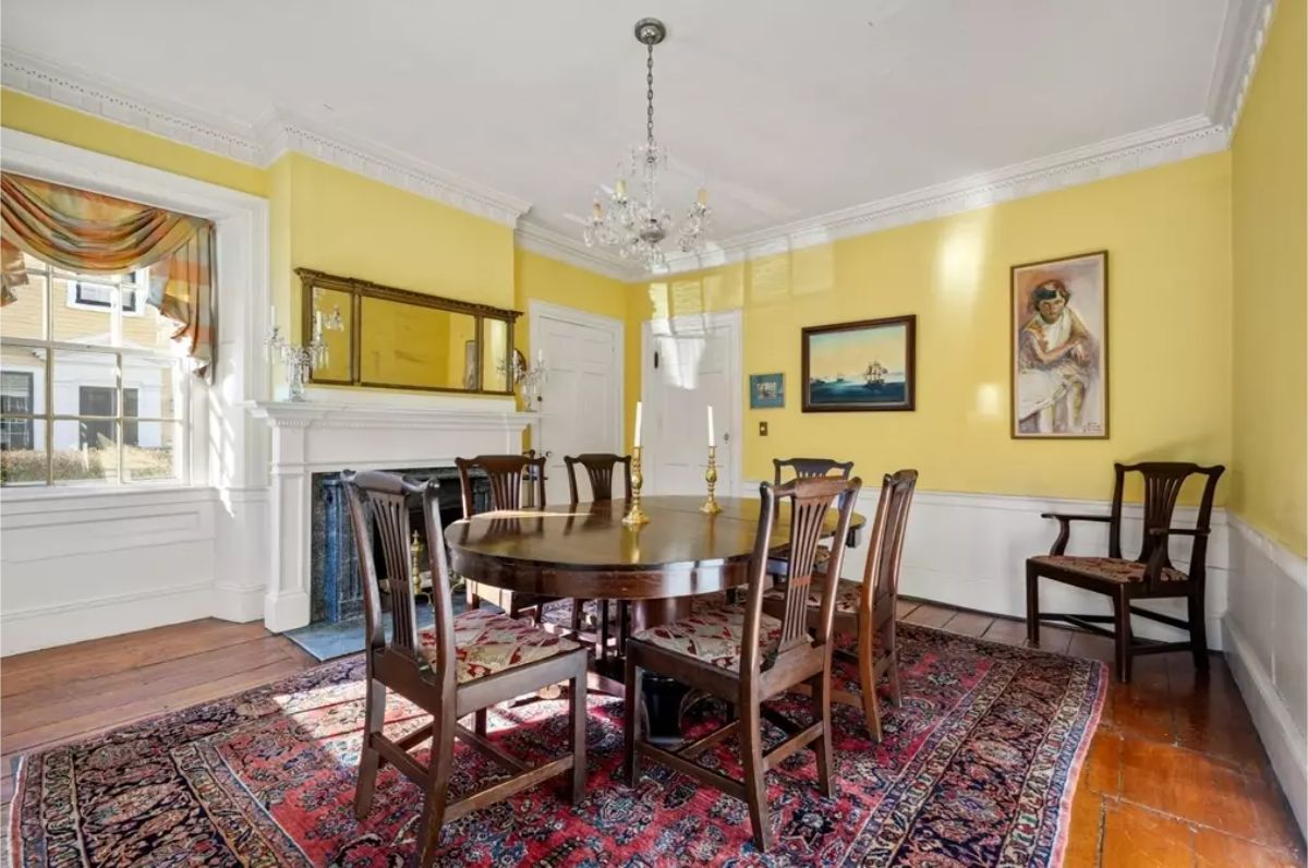 Bold yellow walls that add brightness and warmth to the space.