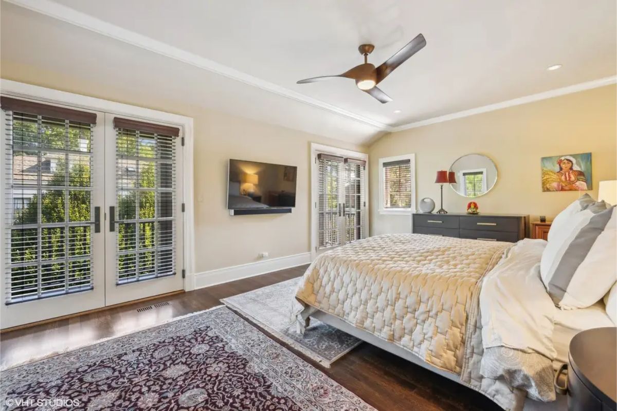 French doors leading to a private outdoor area.